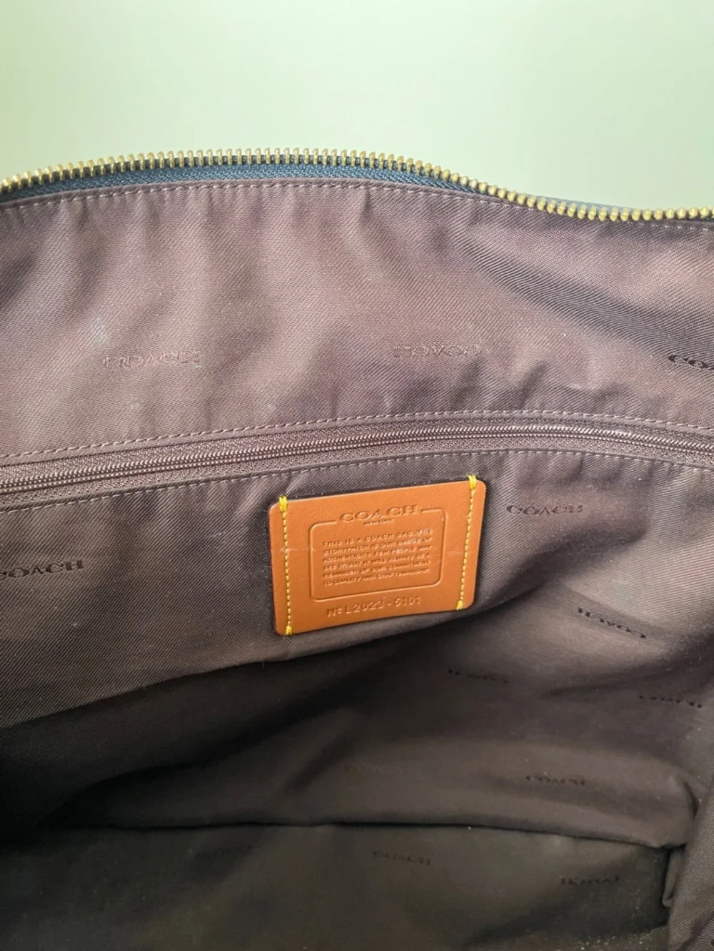 COACH Navy Blue Nylon Tote with Gold Hardware